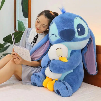 New Disney Stitch Hug Donald Duck  Doll Cute Doll Sleeping Home Pillow Ornament Cloth Doll Giving Friends Holiday Gifts