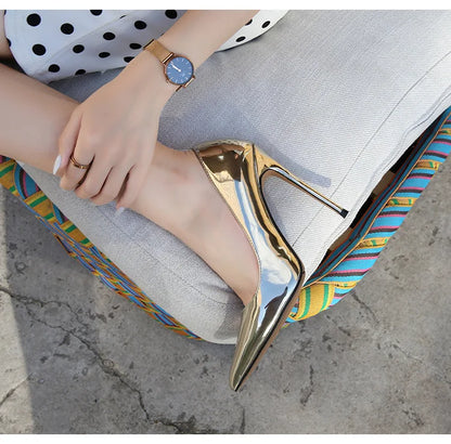 EtherealBe fashion career heels for women in shiny gold, perfect for stylish work attire
