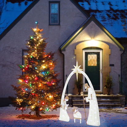 Lighted Christmas Outdoor, Light Christmas Scene Silhouette Indoor Outdoor Christmas Decorations, Outdoor Christmas Decor Set