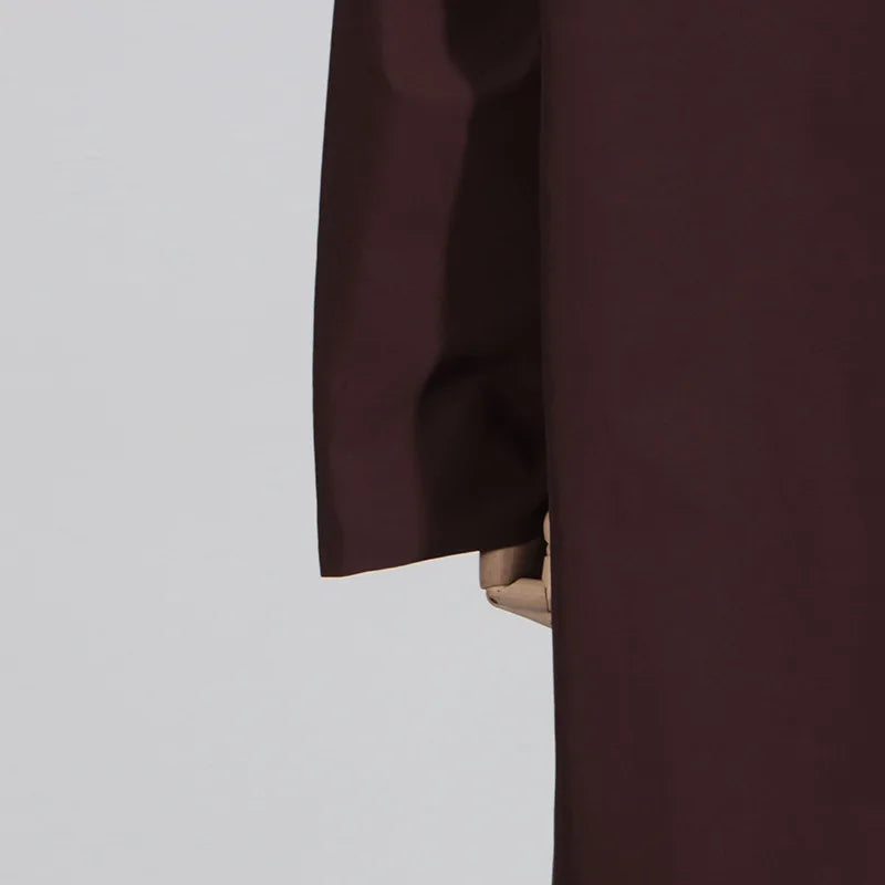 EtherealBe simple style long sleeve trench coat in deep burgundy for a chic and modern look