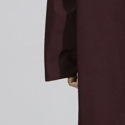 EtherealBe simple style long sleeve trench coat in deep burgundy for a chic and modern look