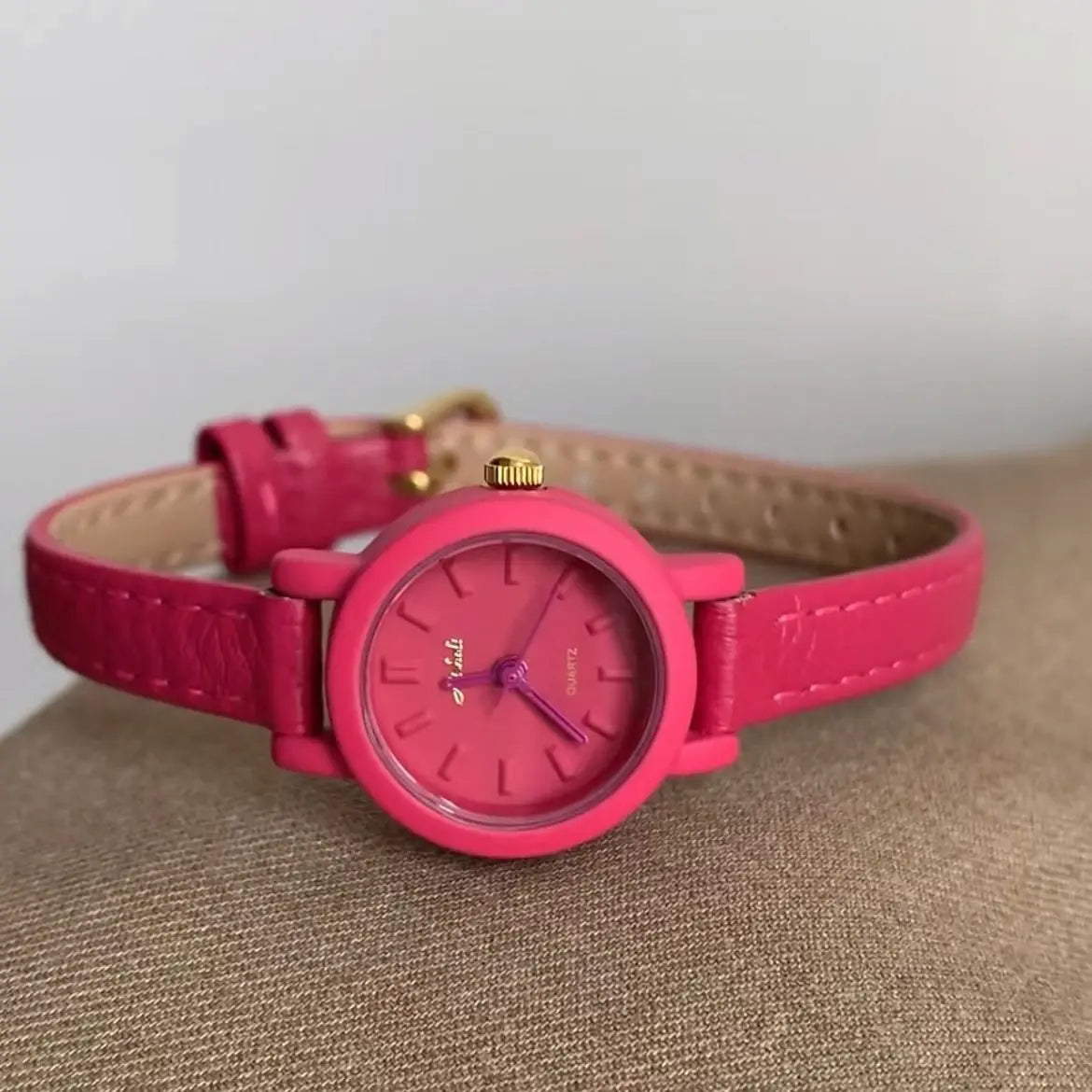New popular women's watches candy colored  Genuine Leather  belts Girl cute lady watches student watches small round