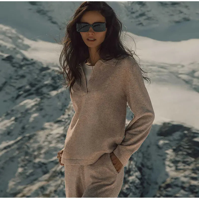 Autumn Casual Solid Long Sleeves Pullovers Sweater Warm Sweaters 2022 Fashion Elegant Lady Tops Women Loose Polo Collar Cloth