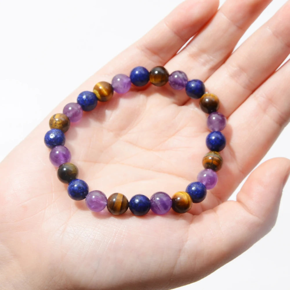 Women's bracelet With Wish Card,Amethyst Yellow tiger Lapis Lazuli bracelet natural stone bracelet, gift for mother, girlfriend