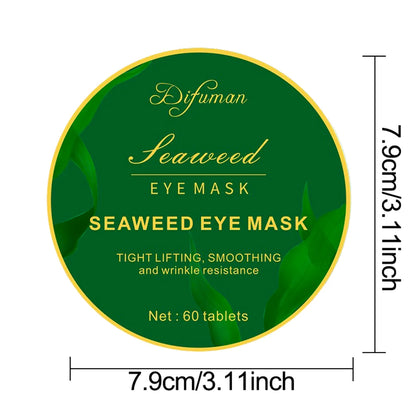 Seaweed EYE Mask 60PCS – Hyaluronic Acid Collagen Patches for Dark Circles,Puffiness, Natural,Non-Irritating,Certified Skincare