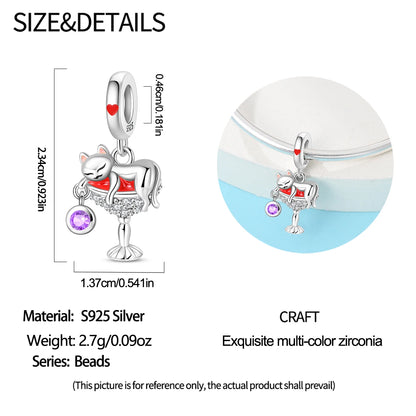 Original Charms Bead 925 Sterling Silver Inlaid Zirconium Animal Paper Crane Snail Pendants Fit Bracelet Jewelry Gift Marking