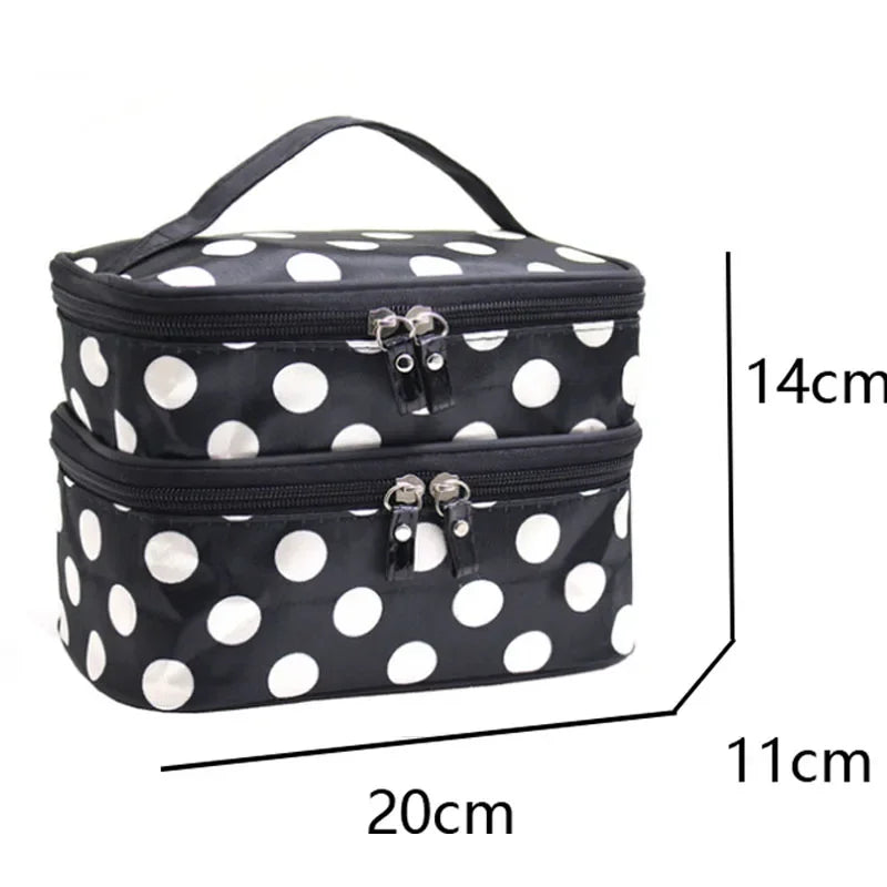 Large Capacity Makeup Bag Double Zip Women Cosmetic Bag Bathing Pouch Travel Toiletries Organizer Waterproof Storage Make Up Cas