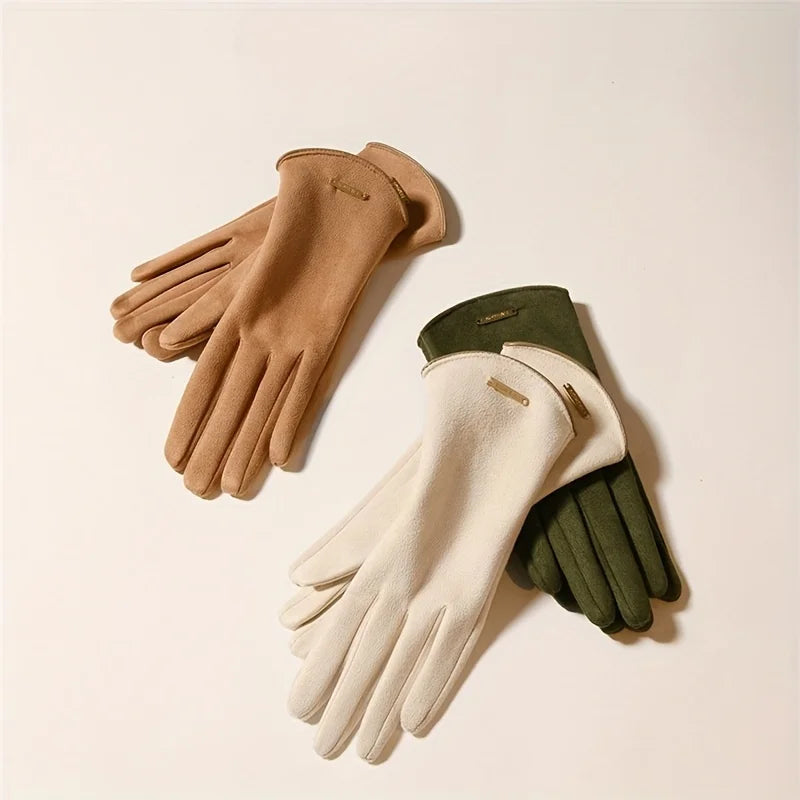 Winter Gloves for Women-Touchscreen Suede Leather Glove with Warm Fleece Lining Gifts