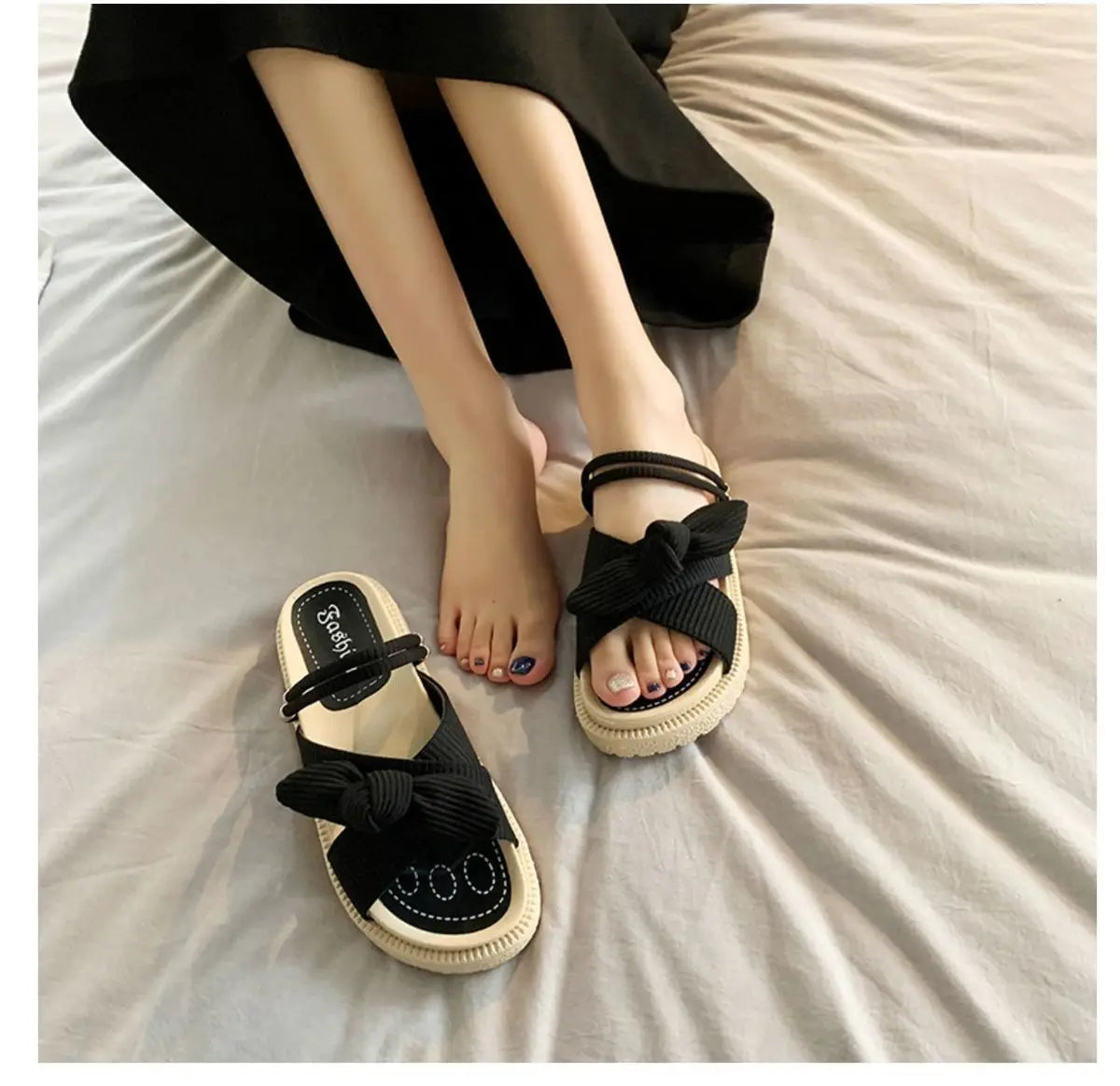 Women Sandalias Mujer Summer Fairy Style 2023 New Fashion Student Platform Roman Lady Sands Flat Shoes Cute Slippers