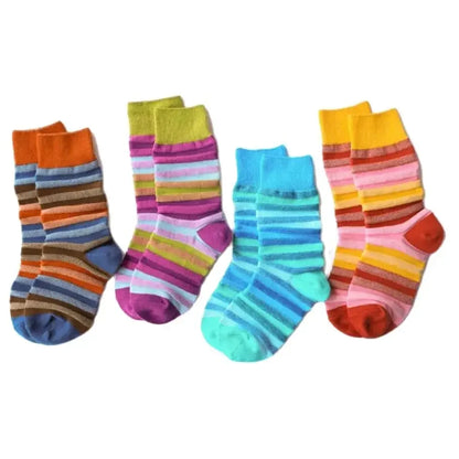 Autumn Winter Fashion For Woman Concave Convex Three-dimensional Stripes Colorful Cotton Socks Mid Tube Soft Sport Casual Sox