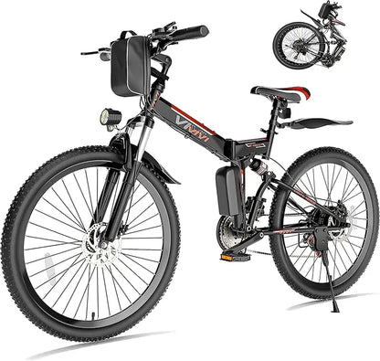 QVivi for Adults 750W Peak Folding Mountain Bike 26'' Commuter Ebike 21.7MPH Adult Electric Bicycl