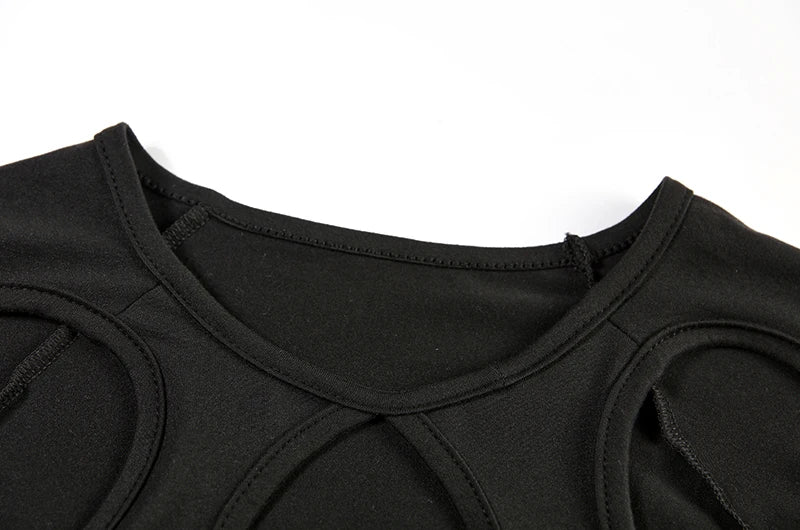 Spring and Summer Europe and the United States Hot New Street Selling Pure Color Round-necked Long-sleeved Hollow Midriff Shor