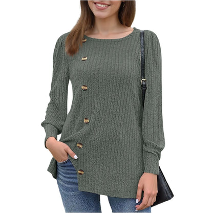 Autumn Elegant Trendy Long Sleeve Comfortable Ladies Top Casual Women's Pullover Simple Design Daily Solid Color Dress up
