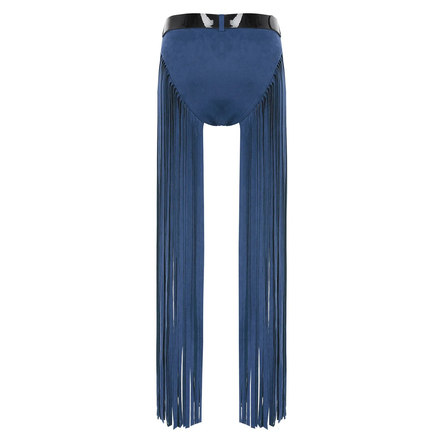 Womens Hippy Cosplay Costume High Waist Suede Underwear with Long Tassels And Belt Halloween Dress Up 70s Disco Costume