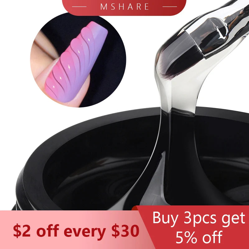 MSHARE 3D Top Coat UV Gel Rhinestones No Wipe Topcoat Without Sticky Layer Water Drop 50ml