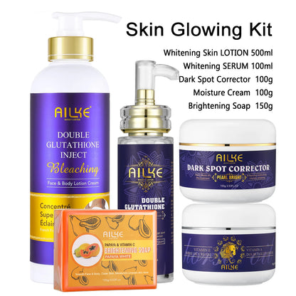 AILKE Glutathione 5-in-1 Women Skin Care Kit, With Body Lotion,  Serum, Stains Removal Cream, Body Cream, Brightening Soap