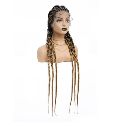 36 Inches Cornrows Braided Wigs Synthetic Full Lace Wig For Black Women Jumbo Braided Wigs Lace Frontal Faux Locs Box Braids Wig
