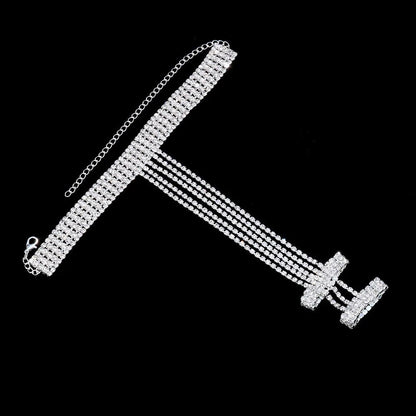 INS Shiny Crystal Multiple Rows Hand Finger Bracelets Jewelry for Women Rhinestone Charm Finger Rings Wrist Chain Bracelet Gift