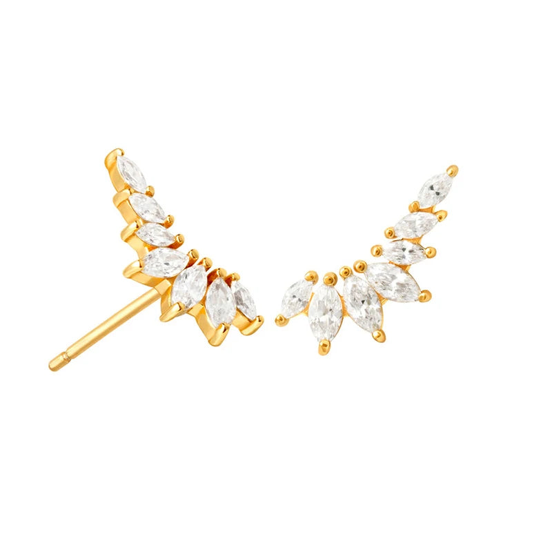 925 Sterling Silver Ear Needle Geometric Zircon Metal Earrings for women Shiny Crystal Luxury Small Stud Fashion Wedding Jewelry