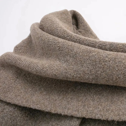 Women's Knitted Cardigan with Scarf Slim Casual Jacket Long Sleeve Patchwork Pocket Jacket Elegant Office Women's Sweater