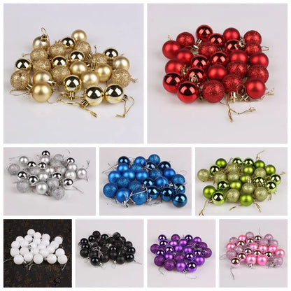 24Pcs Christmas Ball Pendent Decoration Xmas Tree Gold Glitter Hanging Ornament Ball Home Xmas Party Decor Navidad Gift Supplies