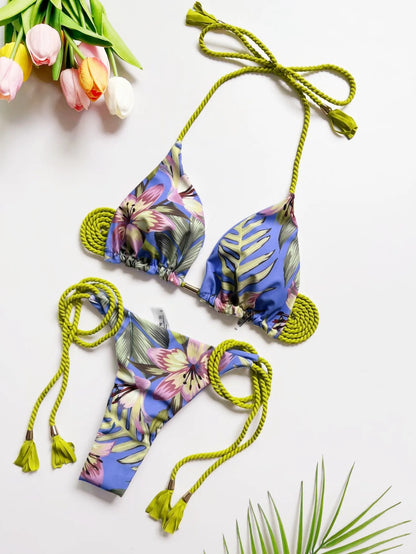 RUOTONSEPT New Sexy Braiding rope Bandage Bikini Set Women Swimsuit Two-piece Triangle Swimwear Bathing Suit Brazilian Biquinis
