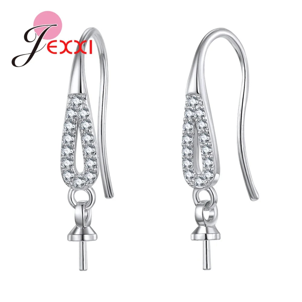 Big Promotion Genuine 925 Stamp Sterling Silver Color Earrings Findings Sparkling Earring Hooks Three Style For Choice Wholesale