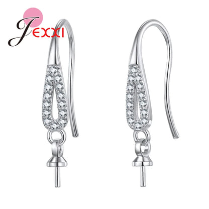 Big Promotion Genuine 925 Stamp Sterling Silver Color Earrings Findings Sparkling Earring Hooks Three Style For Choice Wholesale