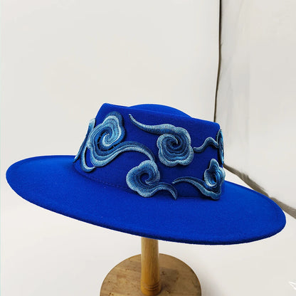 Embroidered three-dimensional flower fedora hat Women's jazz top hat Spring and autumn panama church fashion elegant wedding Hat