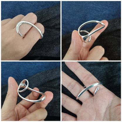 925 Sterling Silver Open Finger Mobius Ring Twist for Women Golden Rock Punk Lines Stackable Jewelry Gift Dropship Wholesale