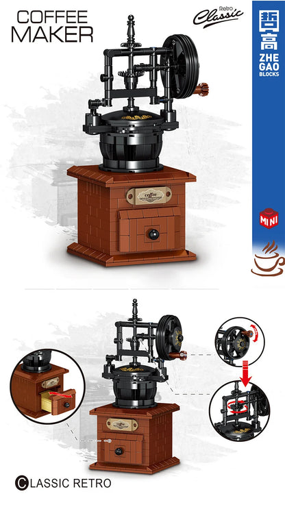 Classic Creative Coffee Machine Mini Diamond Model Building Blocks  City Friend Bricks Toys for Kids Adult Gifts