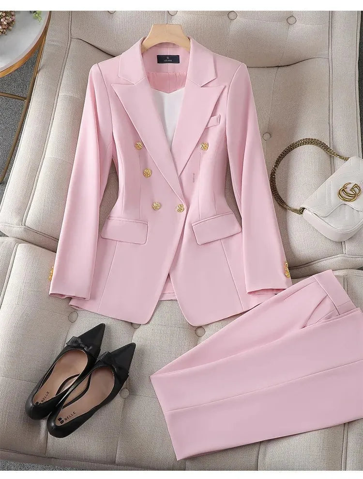 Elegant Women's Fashionable White Western-Style Suit Zihongsuitsuit High-End Business Attire Long-Pants Set For Special Occasion