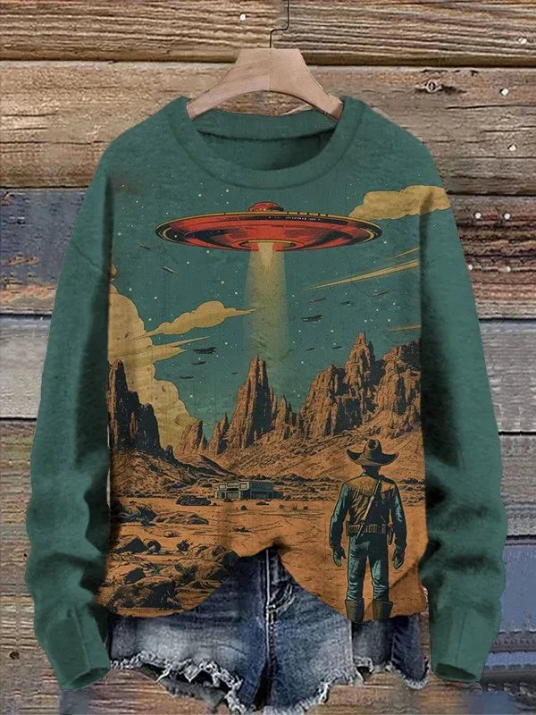 Fashion Women's Art Printed Sweatshirt 3D Print O-Neck Long Sleeve Tops Summer Casual Women's Clothing Apparel Y2K Streetwear