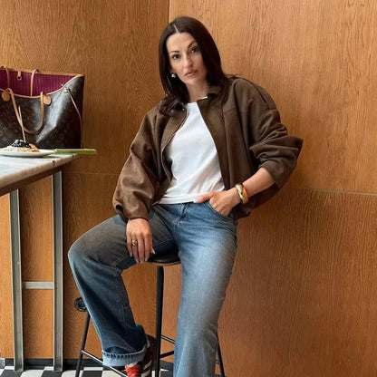 Women's 2025 new Jackets Autumn Fashion Loose Bat Sleeves Elegant Women's Jackets Chic Street Youth Autumn Long Sleeves Coats