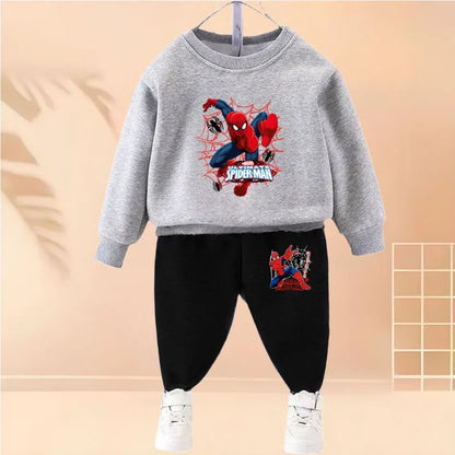 2025 Autumn New Children's Hoodies Sets Anime Spiderman Boys Pullover and Long Pants Two Piece Set Kids Casual Thin Tracksuit