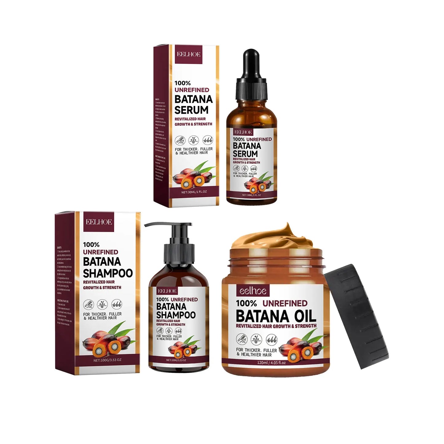 EELHOE Batana Oil Hair Shampoo and Conditioner Anti Frizz Bright Deep Nourish Anti Hair Loss Treatment for Hair Growth Products