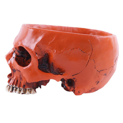Resin Skull Flower Pot Home Garden Office Decor Planter Container Skeleton Desktop Flower Pot Halloween Skeleton Flowerpot