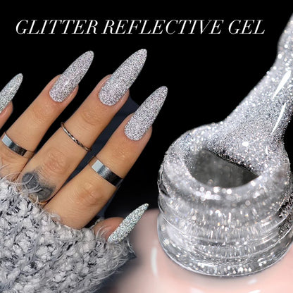 UR SUGAR 15ml Champagne Gold Sliver Reflective Glitter Gel Nail Polish Varnish Semi Permanent Soak Off UV Gel For Manicure Art