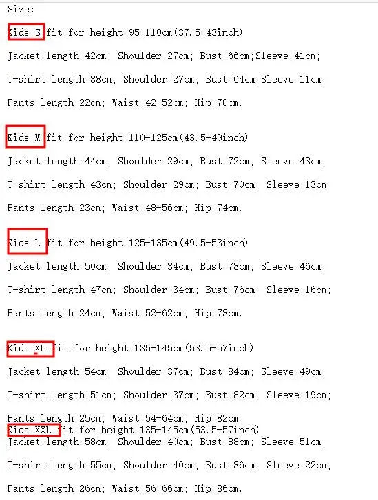 Harley Quinn kids cosplay costume size chart with measurements for optimal fit and style