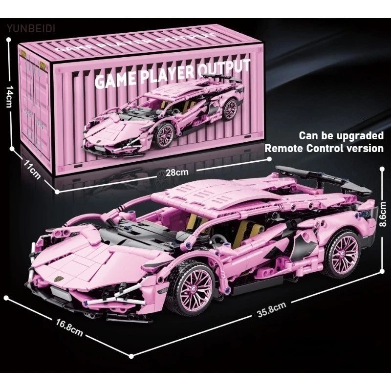 Technology Racing Car Block Model 1280PCS+ 1:14 Motion Speed Car Model Mechanical Super Block Assembly Toy Children Adult Gifts