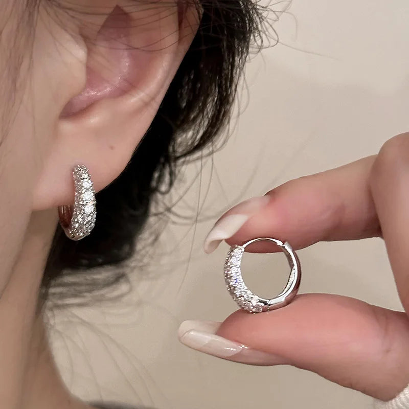 Original 925 Sterling Silver Hoop Earrings For Women Love Heart Round Vintage Earring Jewelry Party Christmas Gift