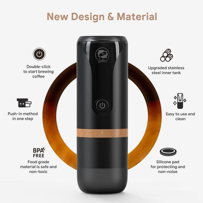 120ml Household Coffee Machine USB Charging Stainless Steel Car Coffee Maker Portable Mini Automatic Cleaning for Travel Camping