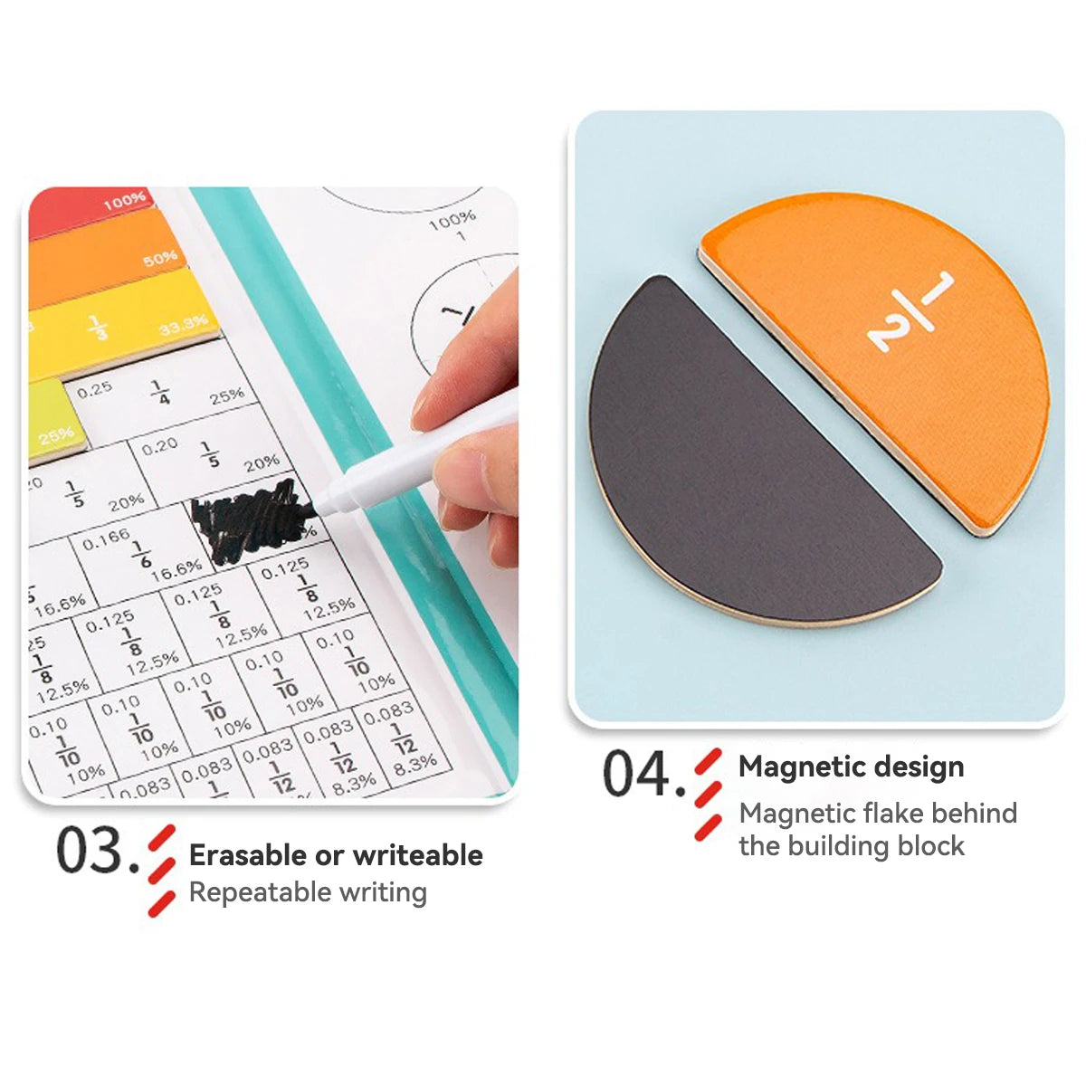 Magnetic Fraction Learning Nuclear Denominator Cognition Addition and Subtraction Operation Demonstration Lower Grade Teaching