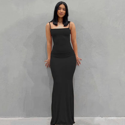 Satin Slip Sleeveless Backless Maxi Dress Women 2023 Summer Bodycon Elegant Sexy Outfits Ladies Birthday Party Club Sundress