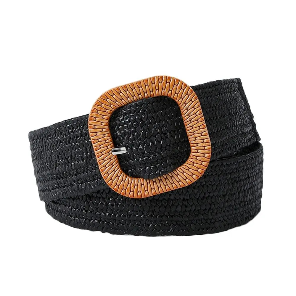 Fashion Wide Waistband Female Waist Belt Bohemian Braided Belts for Women Summer Patchwork Straw Woven Belt