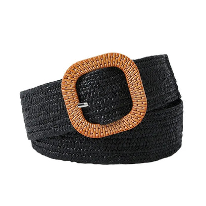 Fashion Wide Waistband Female Waist Belt Bohemian Braided Belts for Women Summer Patchwork Straw Woven Belt
