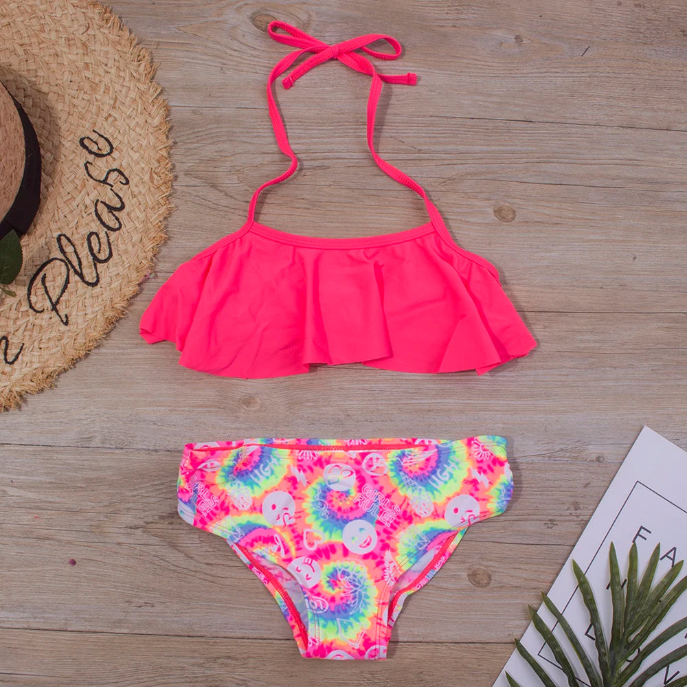 7-14Year Butterfly Print Child Bikini Set 2025 Girls Swimsuit Swimwear For Kids Summer Brazilian Teen Baby Swimming Suit Biquini