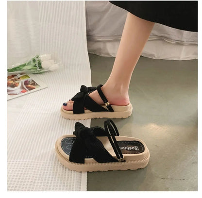 Women Sandalias Mujer Summer Fairy Style 2023 New Fashion Student Platform Roman Lady Sands Flat Shoes Cute Slippers