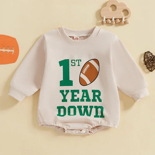 Baby Boys Letter Rugby Print Sweatshirts Rompers  Long Sleeve Toddler Jumpsuit Newborn Fall Spring Clothes