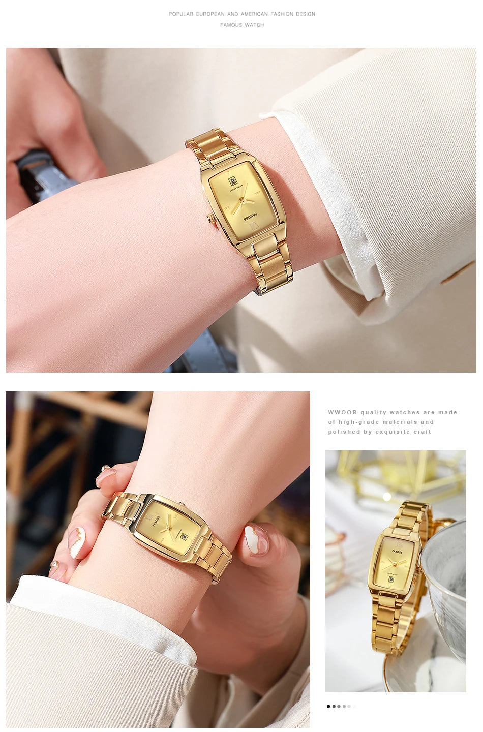 WWOOR Luxury Woman's Watch Elegant Waterproof Stainless Steel Watch for Ladies Dress Square Quartz Women's Watches Reloj mujer